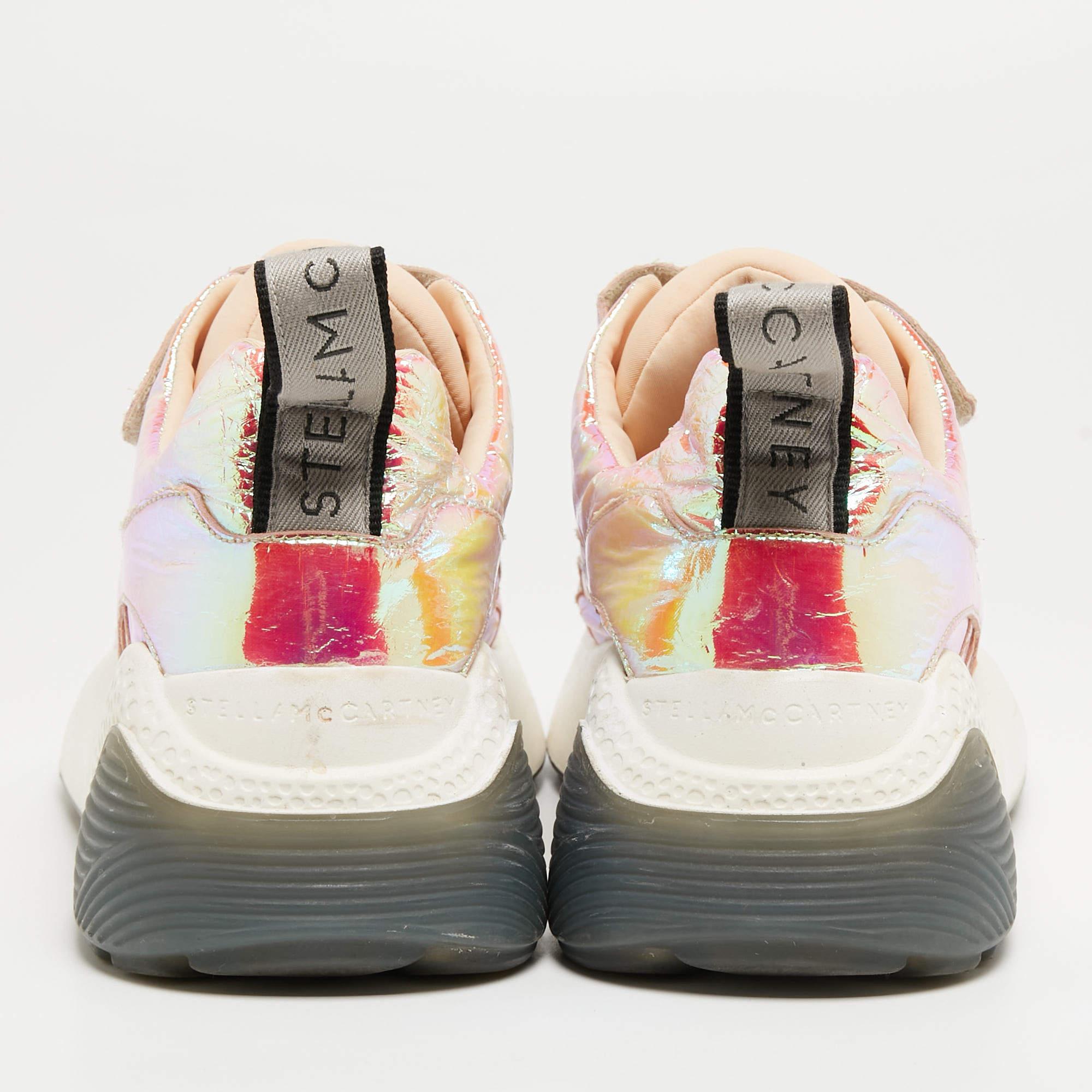 Stella McCartney Multicolor Holographic Faux Leather Velcro Sneakers Size 39 1