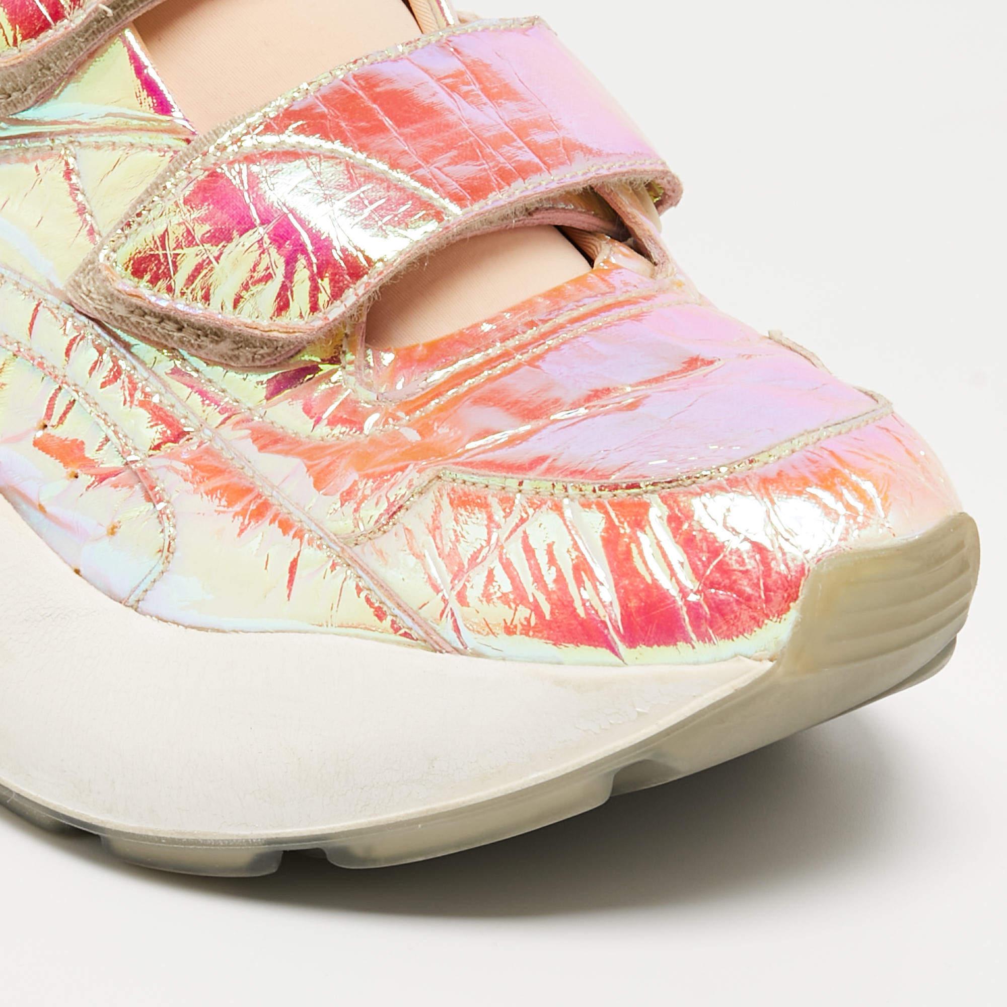 Stella McCartney Multicolor Holographic Faux Leather Velcro Sneakers Size 39 3