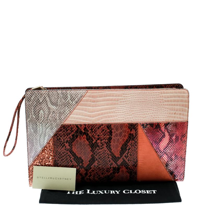 Stella McCartney Multicolor  Leather and Glitter Oversized Waverley Clutch 3