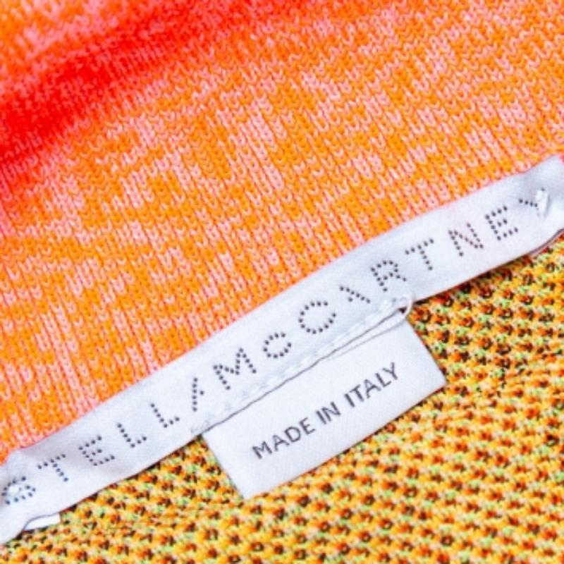 Stella McCartney Multicolor Neon Leopard Knit Fitted Midi Skirt M For Sale 1