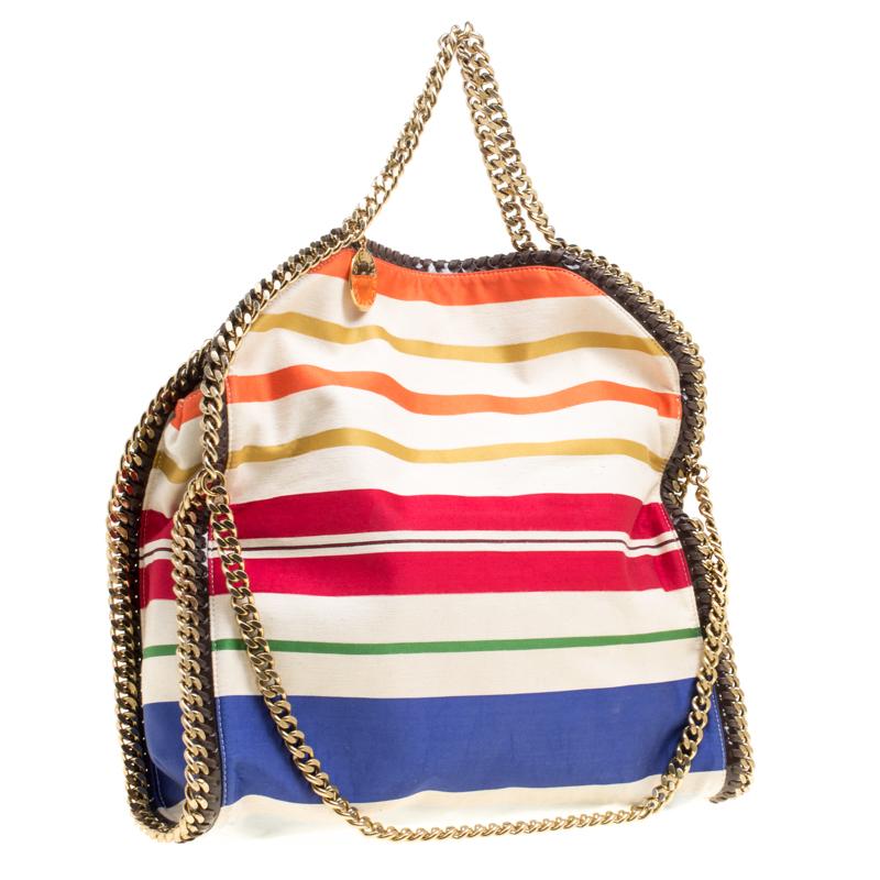 Stella McCartney Multicolor Striped Canvas Small Falabella Tote 5