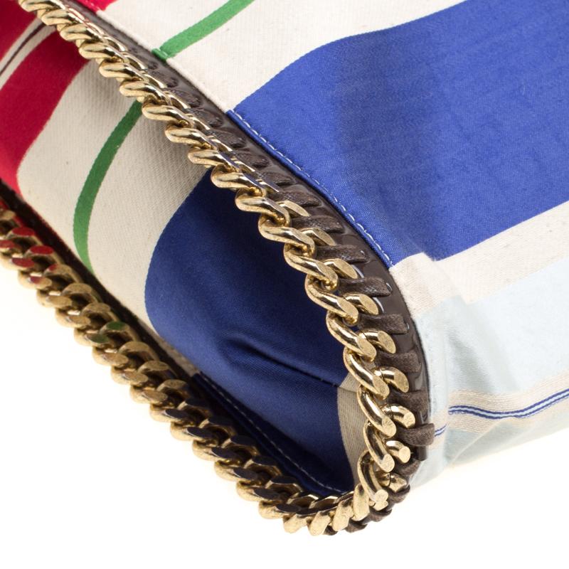 Women's Stella McCartney Multicolor Striped Canvas Small Falabella Tote