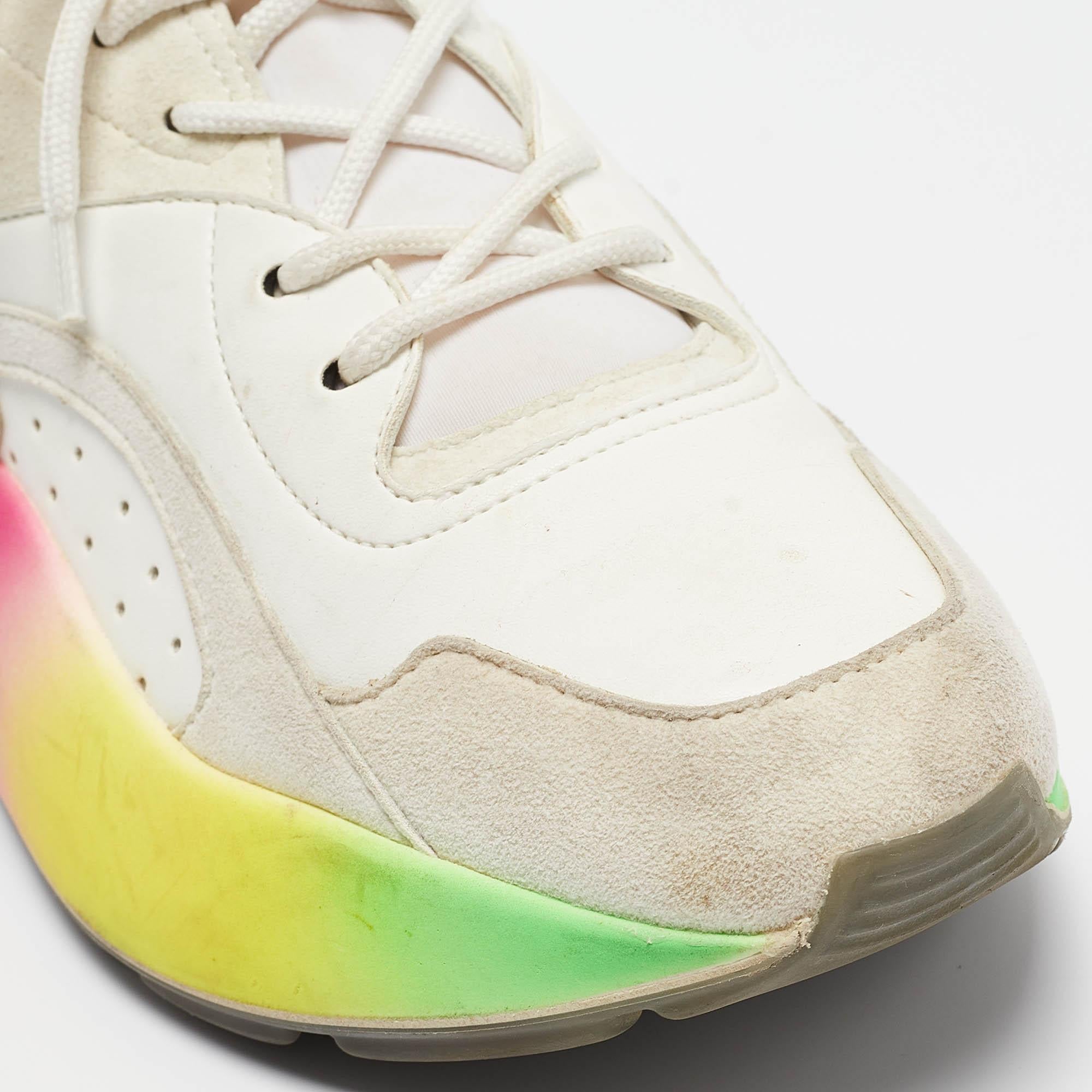 Stella McCartney Baskets Eclypse à lacets en daim multicolore et faux cuir, taille 38 en vente 2