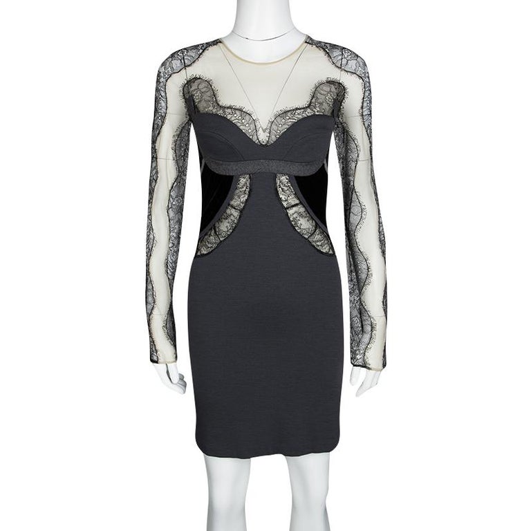 Stella Mccartney Multicolor Velvet And Lace Panel Detail Jersey
