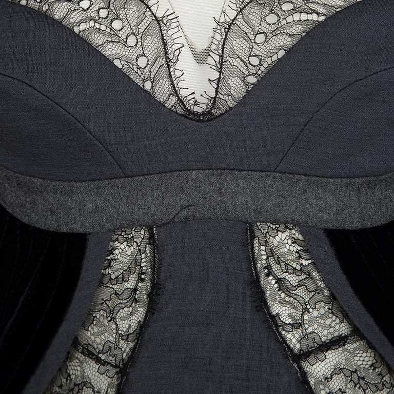 Stella Mccartney Multicolor Velvet And Lace Panel Detail Jersey