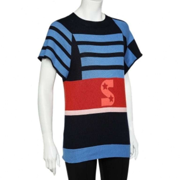 Stella McCartney Maglione oversize in lana e cotone multicolore M. In condizioni buone in vendita a Dubai, Al Qouz 2