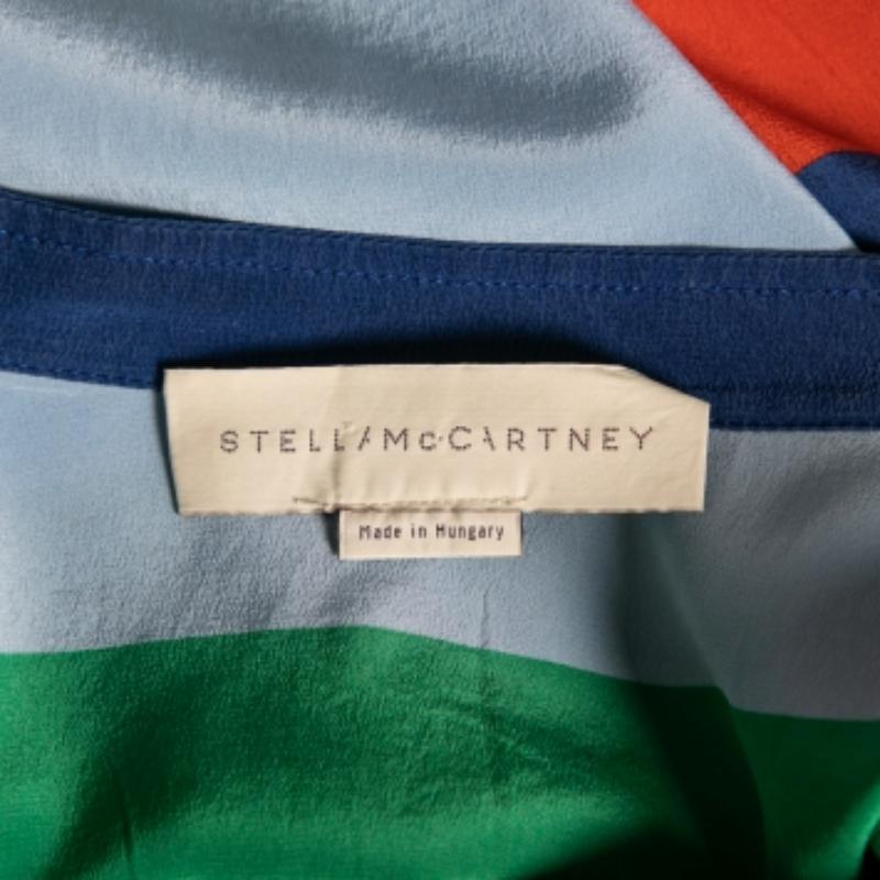 Stella McCartney - Camicia con bottoni in seta a righe multicolore M. in vendita 2