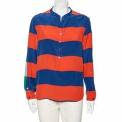 Stella McCartney - Camicia con bottoni in seta a righe multicolore M.