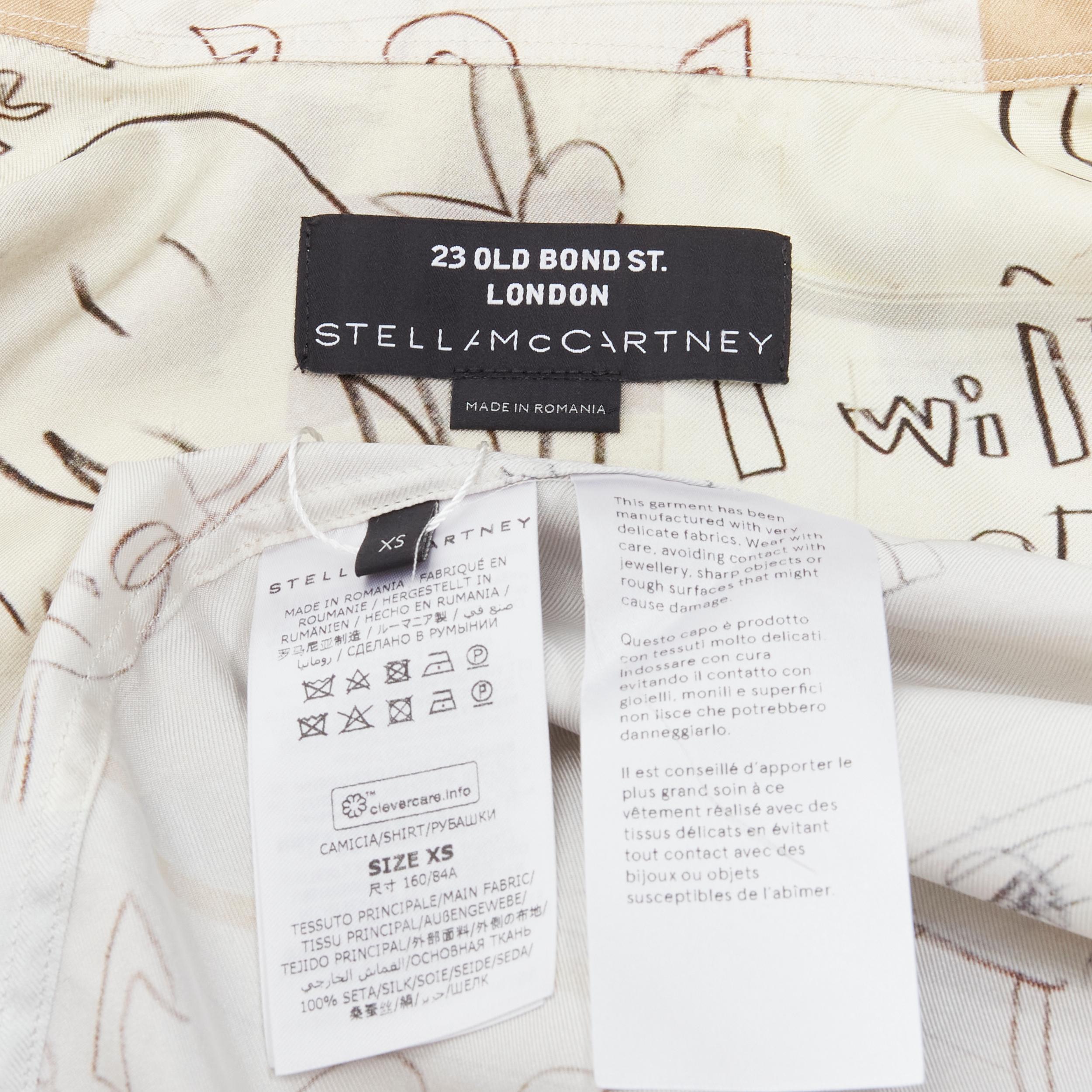 STELLA MCCARTNEY Nara Yoshitomo 100% silk short sleeve bowling shirt XS 1