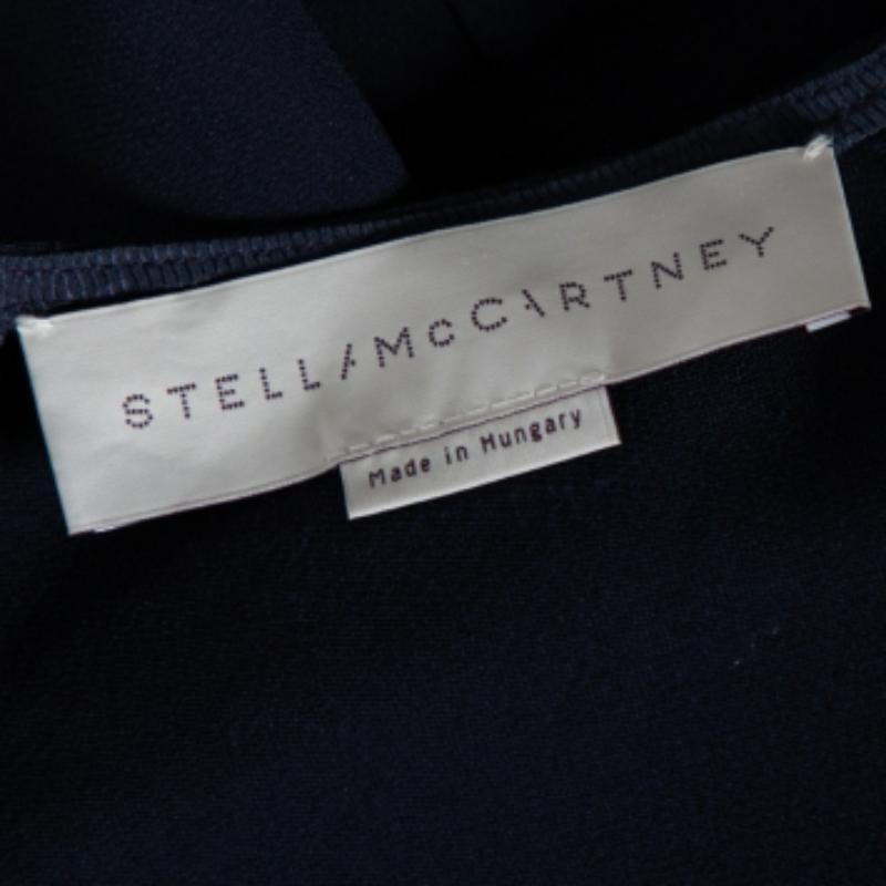 Stella McCartney Marineblaue langärmlige Schößchenbluse mit Schößchen aus Cady S 2