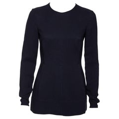 Stella McCartney Navy Blue Cady Long Sleeve Peplum Blouse S