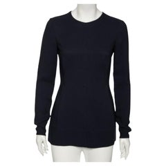 Stella McCartney Navy Blue Cady Long Sleeve Peplum Blouse S