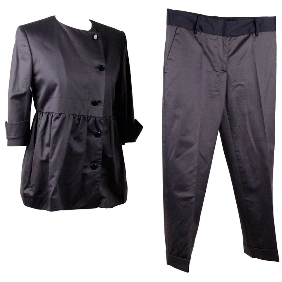 Stella McCartney Navy Blue Cotton Blend Suit Jacket & Trousers Size 40