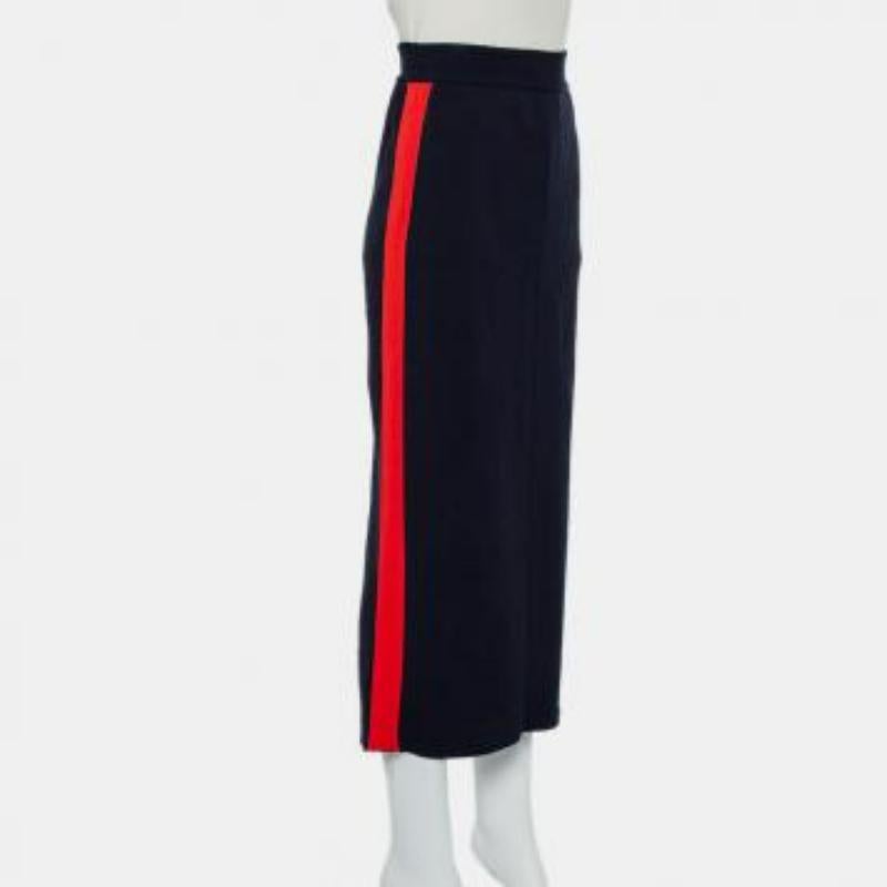 Black Stella McCartney Navy Blue Cotton Knit Contrast Stripe Panel Detail Midi Skirt M For Sale