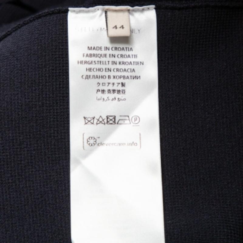 Stella McCartney Navy Blue Cotton Knit Contrast Stripe Panel Detail Midi Skirt M For Sale 2