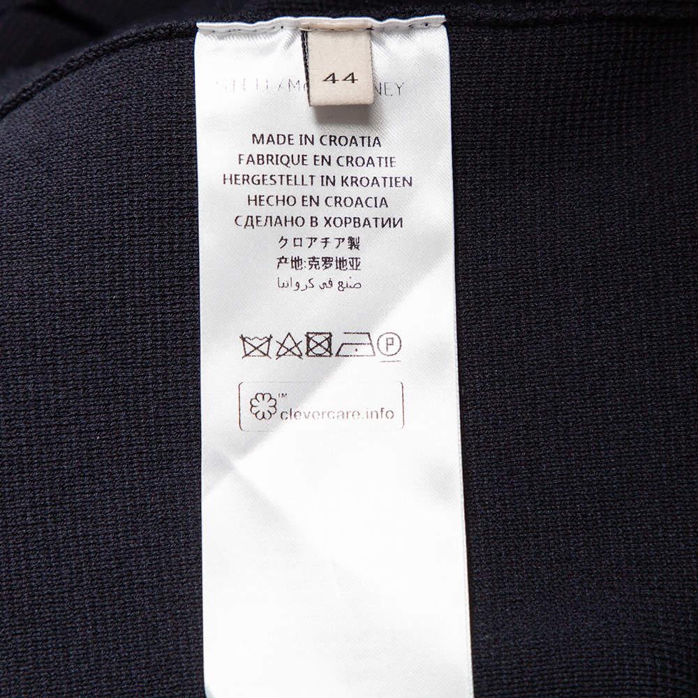 Stella McCartney Navy Blue Cotton Knit Contrast Stripe Panel Detail Midi Skirt M For Sale 1