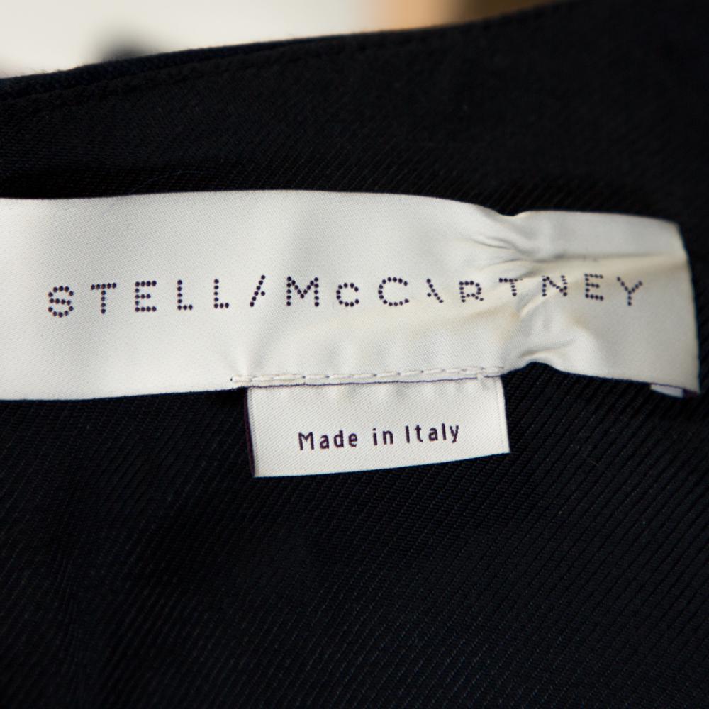 Black Stella McCartney Navy Blue Cotton Silk Tiger Applique Structured Dress M