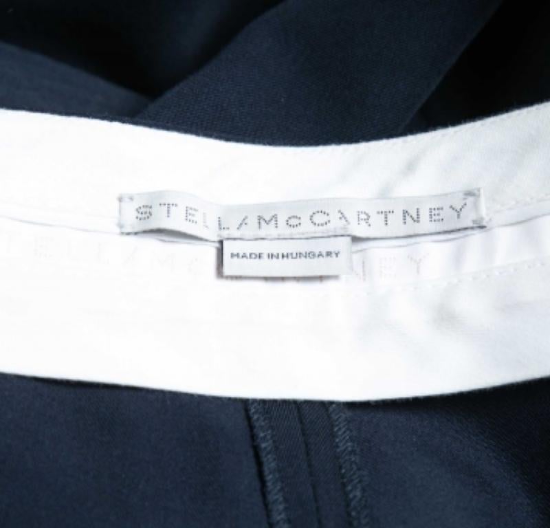 Donna Stella McCartney - Pantaloni in lana crepe blu navy con dettaglio a righe laterali S in vendita