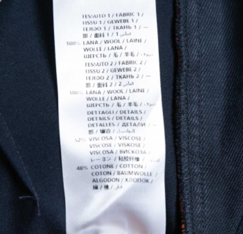 Stella McCartney - Pantaloni in lana crepe blu navy con dettaglio a righe laterali S in vendita 1