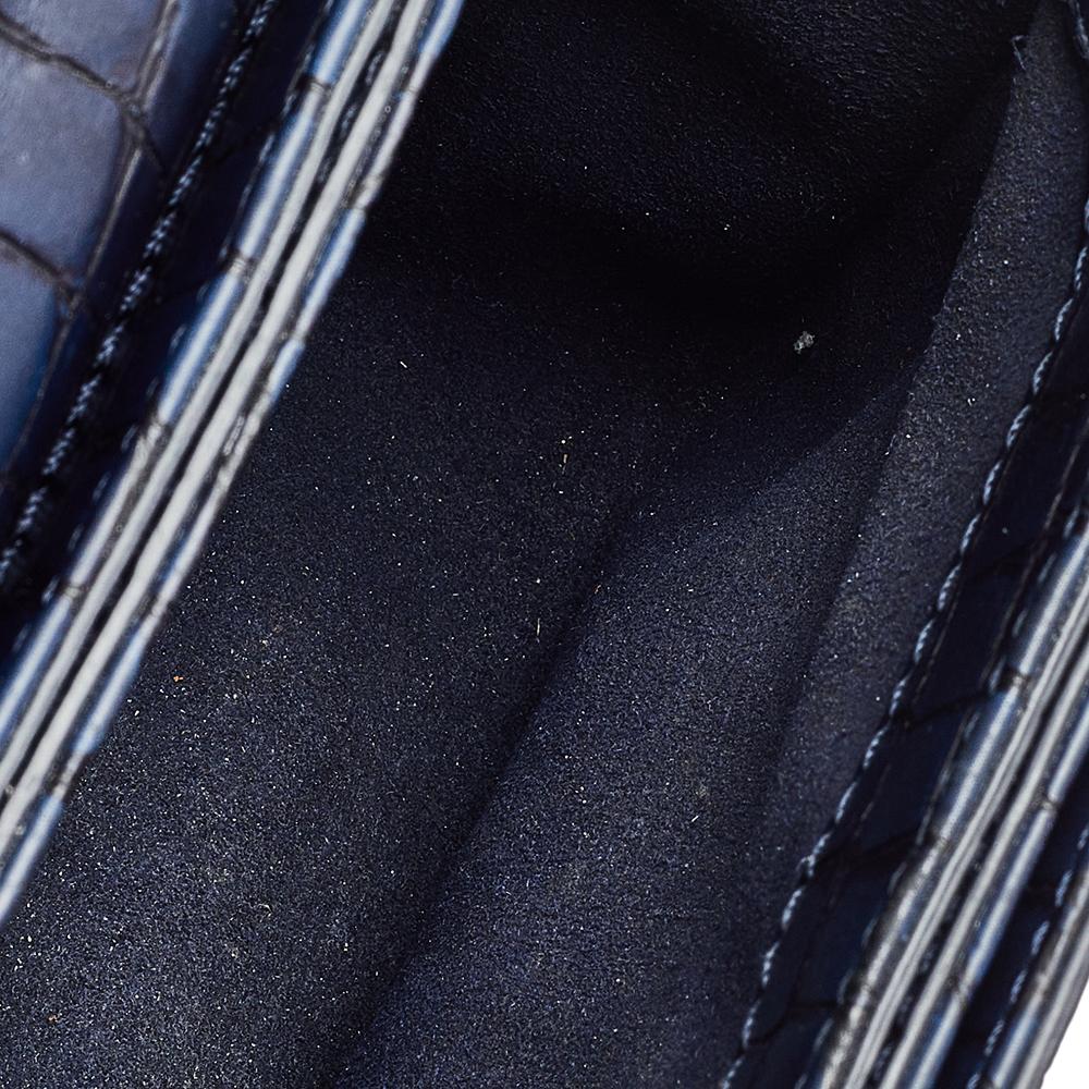 Stella McCartney Navy Blue Croc Embossed Faux Leather Falabella Star Box Bag 2