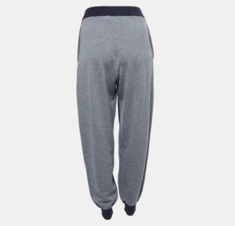 Stella McCartney Pantalón jogger de punto de lana azul marino/gris S Negro en venta