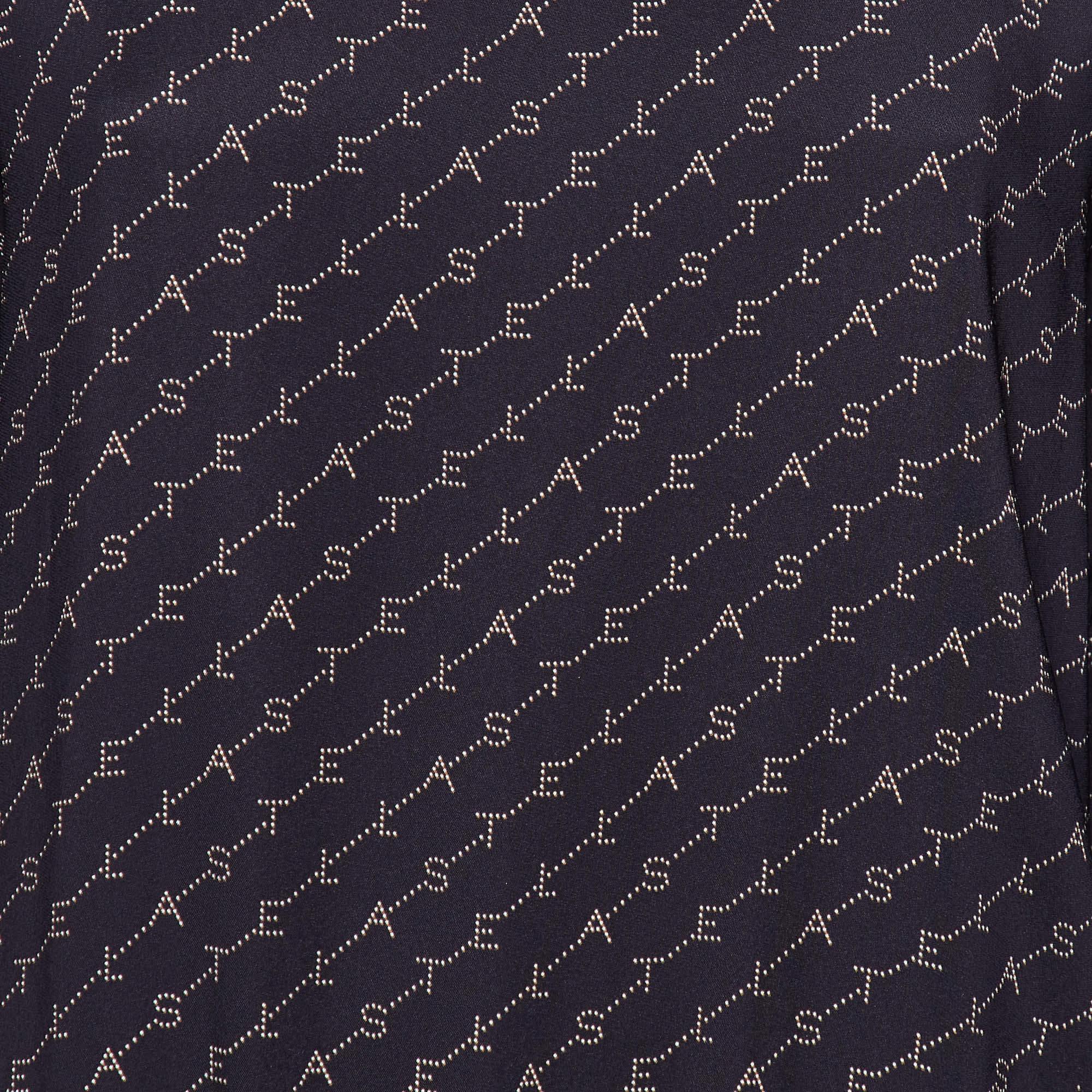 Black Stella McCartney Navy Blue Logo Printed Jersey Jumper S For Sale