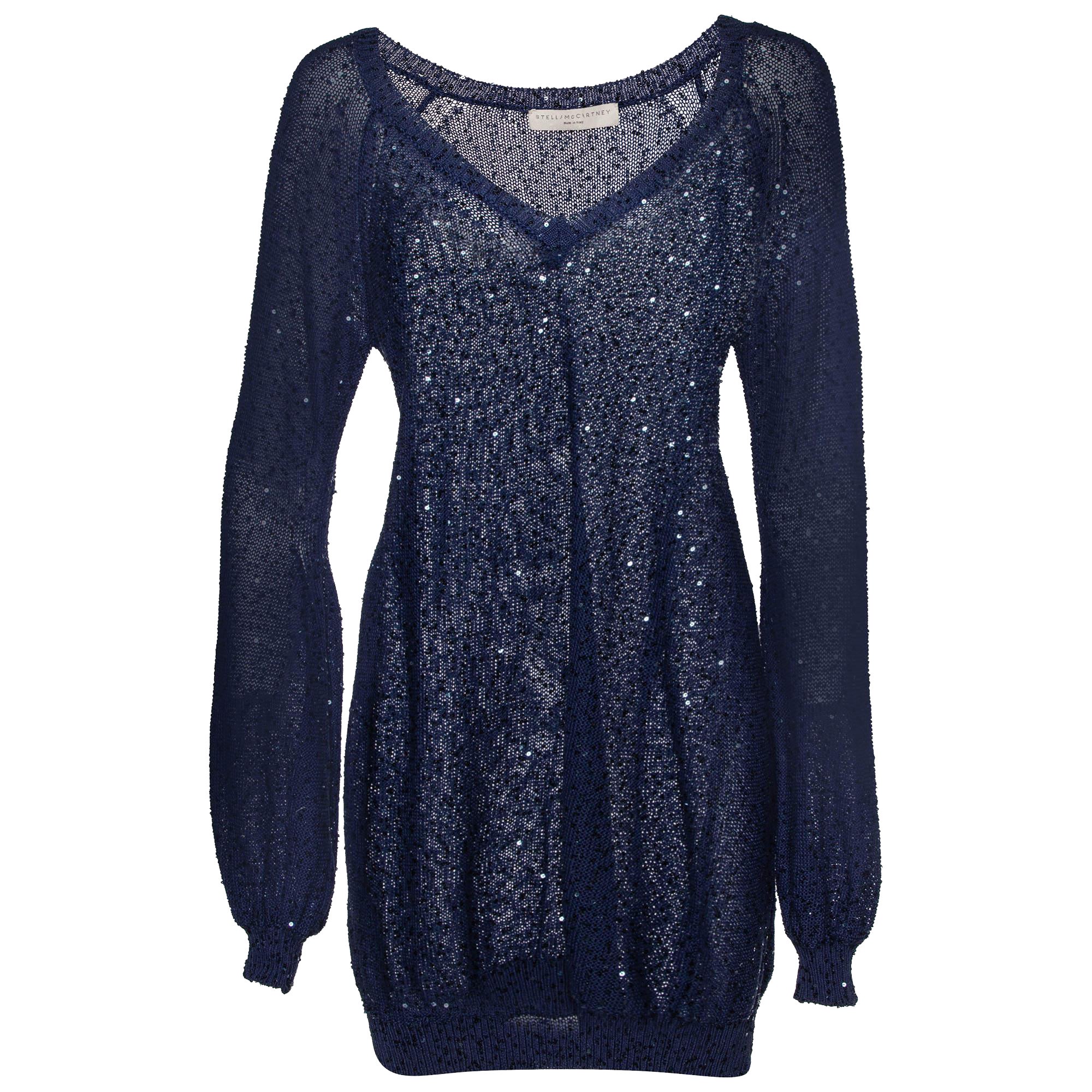 Stella McCartney Marineblauer Pailletten-Pullover aus Baumwollstrick M