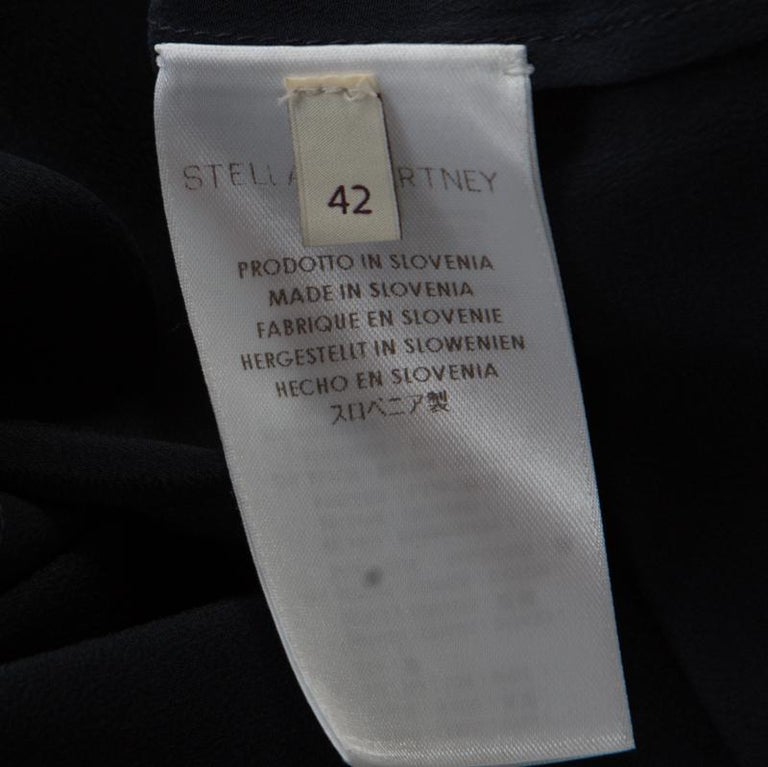 Stella McCartney Navy Blue Silk Crepe de Chine Eagle Embroidered Detail ...