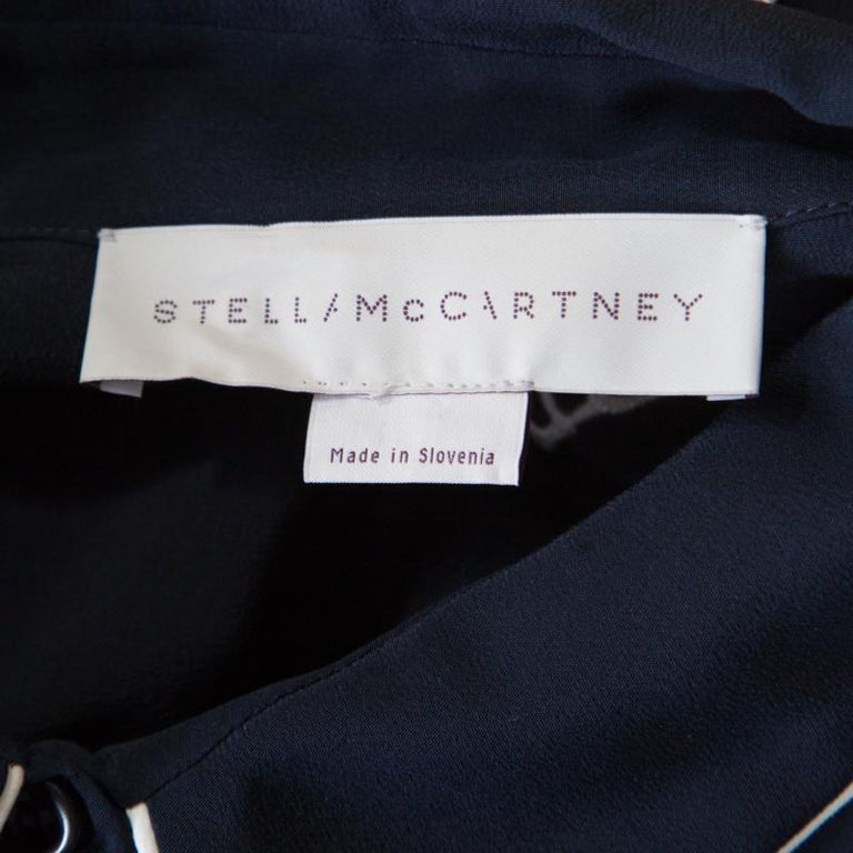 Stella McCartney Navy Blue Silk Crepe de Chine Eagle Embroidered Detail ...