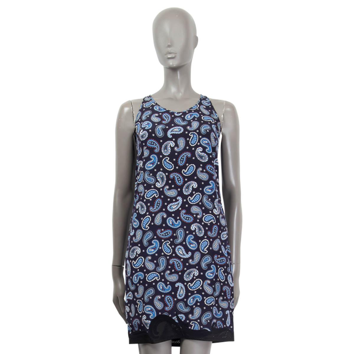 Grigio STELLA MCCARTNEY abito senza maniche PAISLEY in seta blu navy 40 S in vendita
