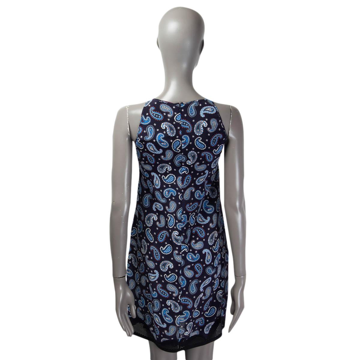 STELLA MCCARTNEY navy blue silk PAISLEY Sleeveless Shift Dress 40 S In Excellent Condition For Sale In Zürich, CH