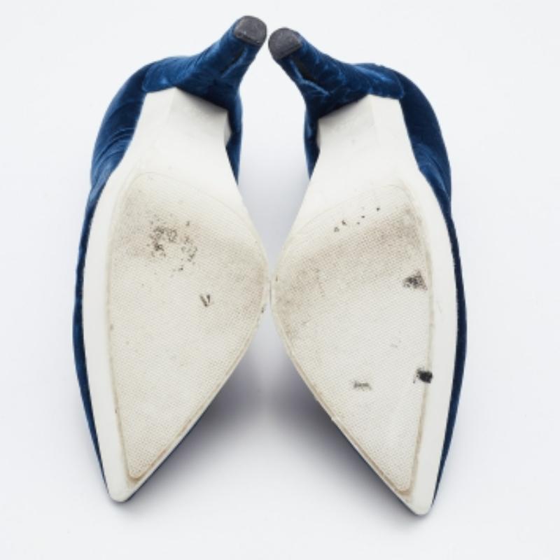Stella McCartney - Velluto blu navy con punta a spillo - Pompe a punta misura 37,5 in vendita 3