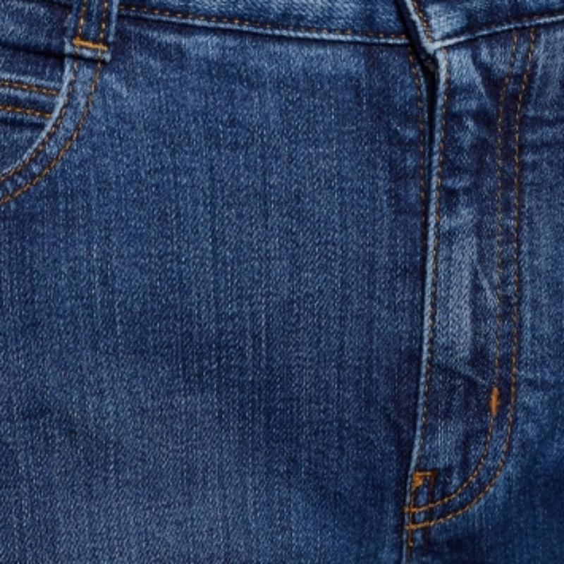 Stella McCartney jean bleu marine brodé de chat sauvage, taille M Pour femmes en vente