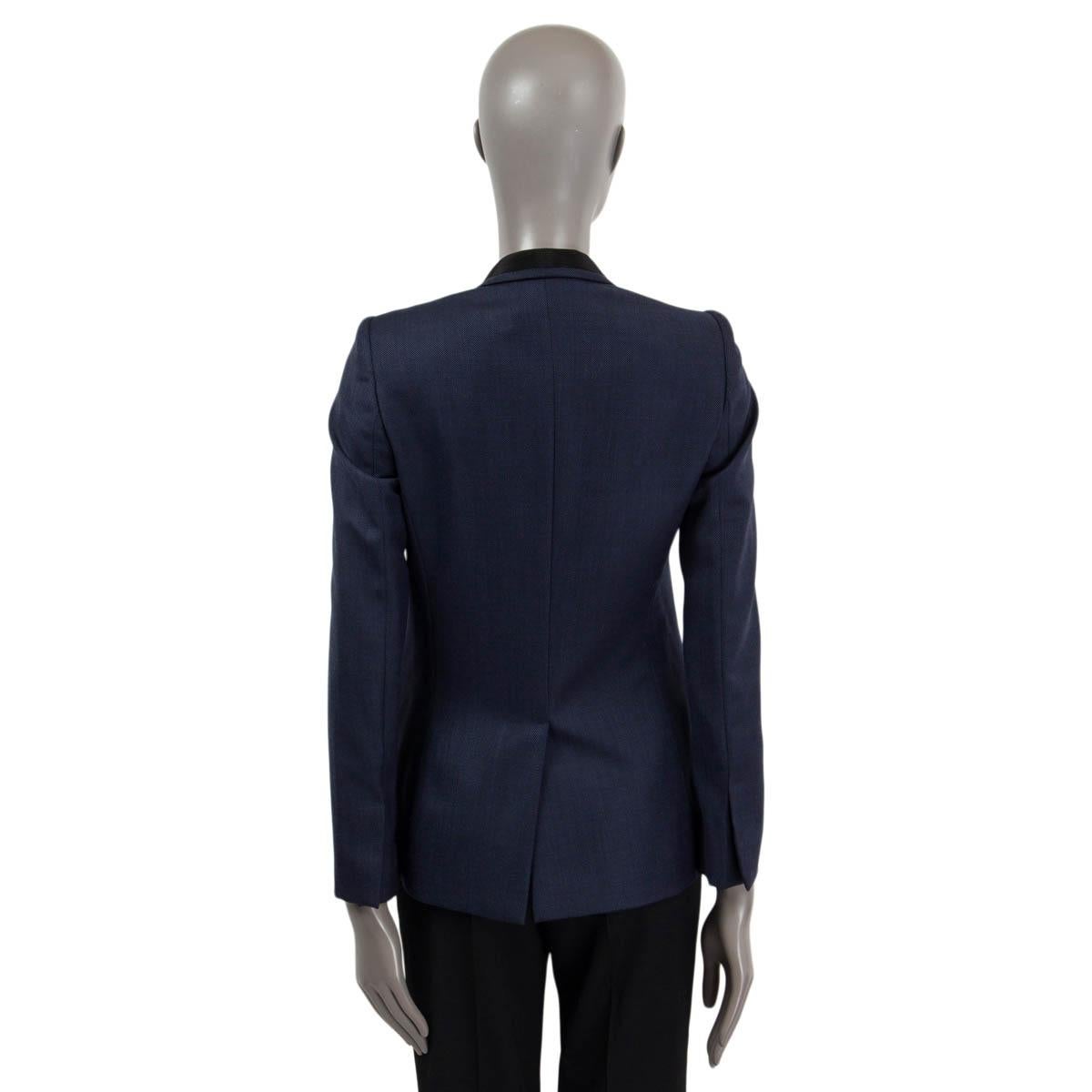 STELLA MCCARTNEY navy blue wool GROSGRAIN LABPEL Blazer Jacket 38 XS In Excellent Condition For Sale In Zürich, CH