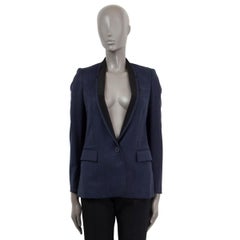 STELLA MCCARTNEY navy blue wool GROSGRAIN LABPEL Blazer Jacket 38 XS