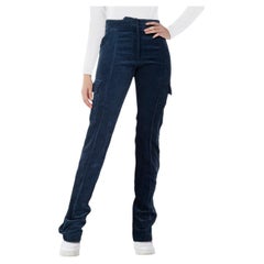 Stella McCartney Navy Corduroy Straight Trousers Size XXS