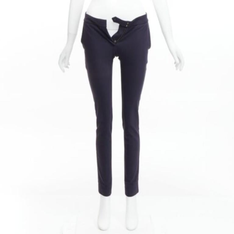 STELLA MCCARTNEY navy cotton blend high waist cropped skinny pants IT36 XXS For Sale 5