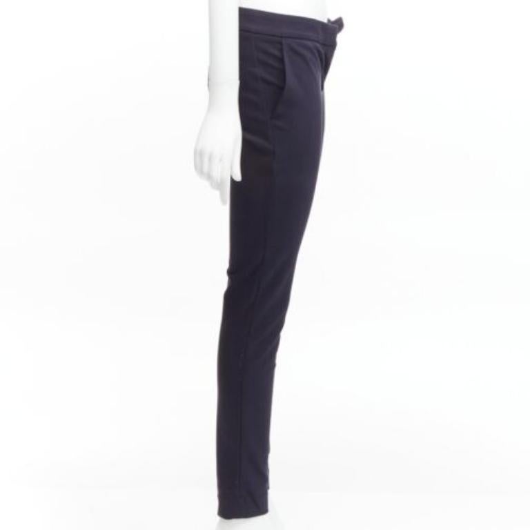 STELLA MCCARTNEY navy cotton blend high waist cropped skinny pants IT36 XXS In New Condition For Sale In Hong Kong, NT