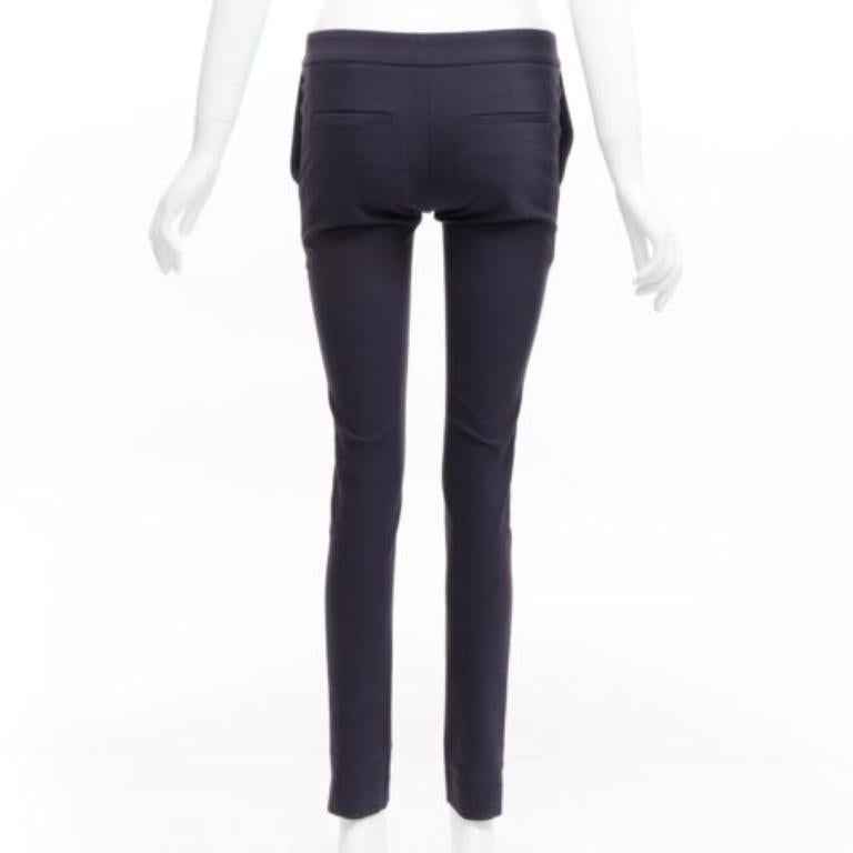 Women's STELLA MCCARTNEY navy cotton blend high waist cropped skinny pants IT36 XXS For Sale