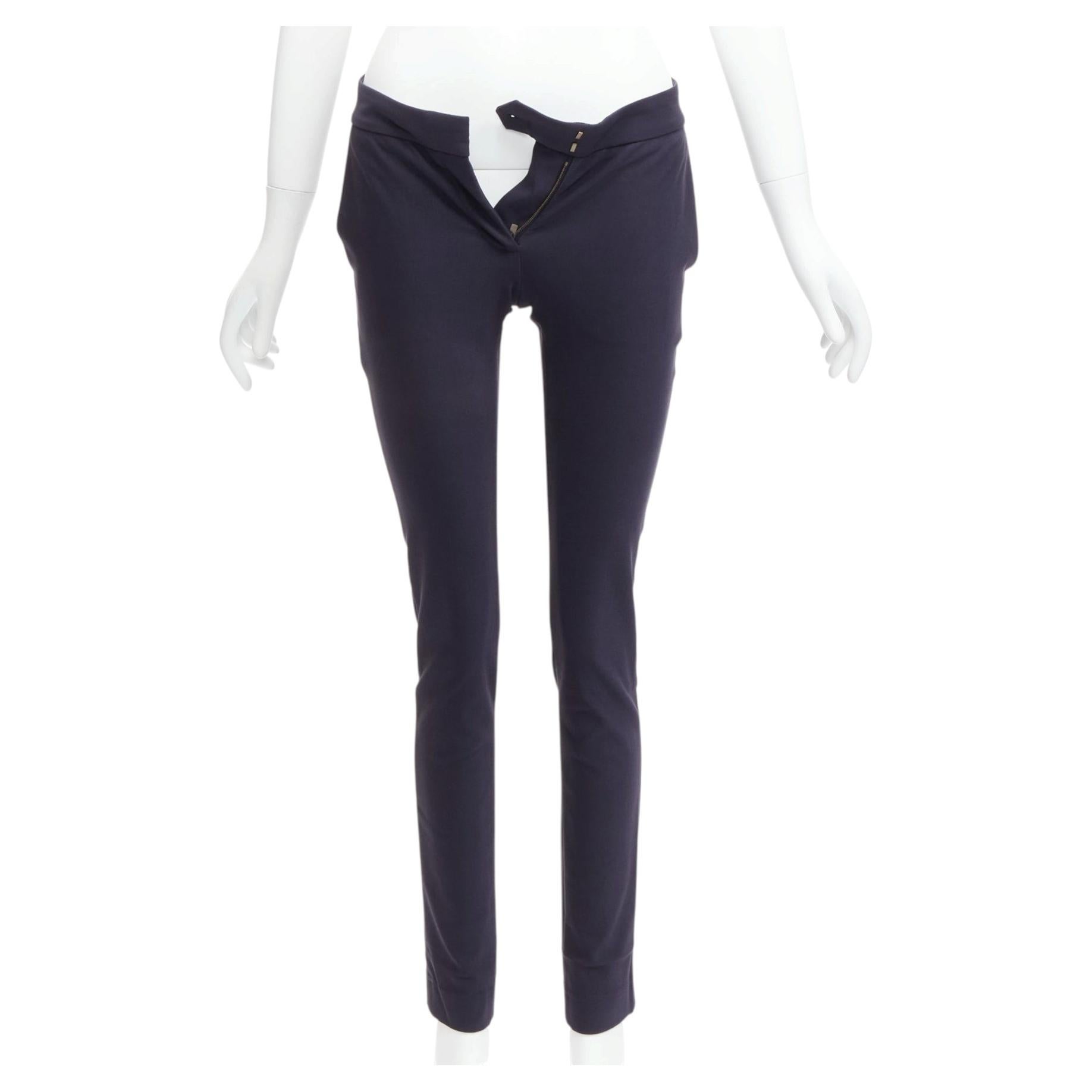 STELLA MCCARTNEY pantalones pitillo de cintura alta en mezcla de algodón azul marino IT36 XXS