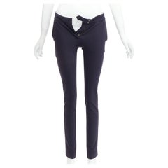 STELLA MCCARTNEY navy cotton blend high waist cropped skinny pants IT36 XXS
