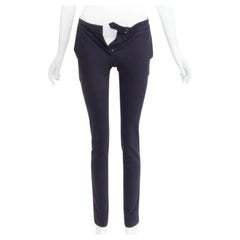STELLA MCCARTNEY marineblaue Hose aus Baumwollmischung mit hoher Taille und Cropped Skinny IT36 XXS