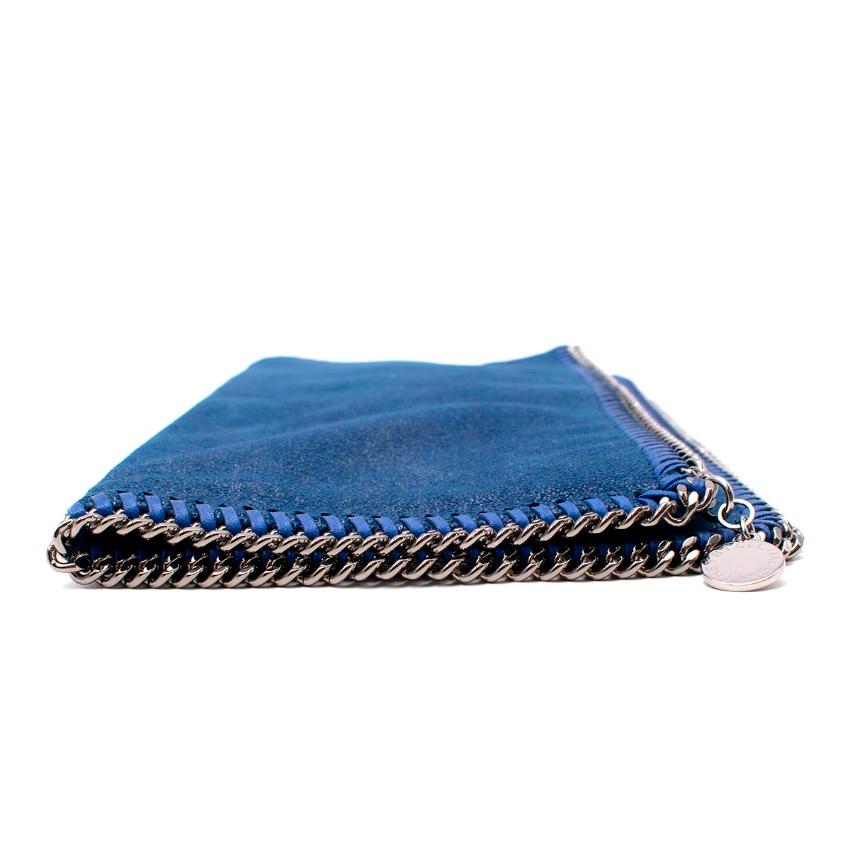 Blue Stella McCartney Navy Faux Leather Flap Clutch For Sale