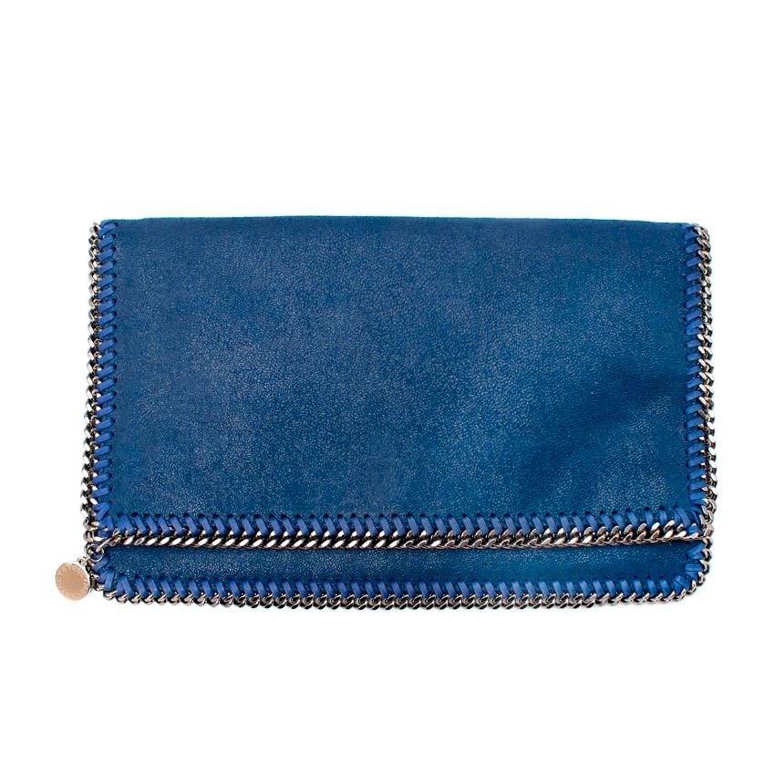 Stella McCartney Navy Faux Leather Flap Clutch For Sale