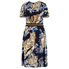 Stella McCartney Navy Floral Cat Print Dress IT 40