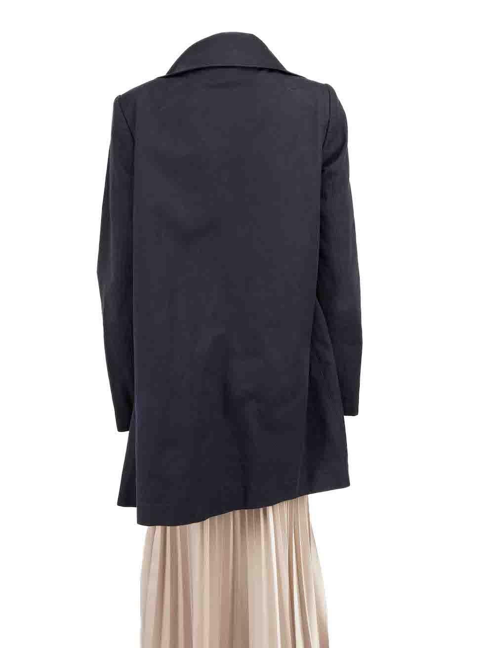 Stella McCartney Navy Gathered Accent Coat Size L In Good Condition For Sale In London, GB