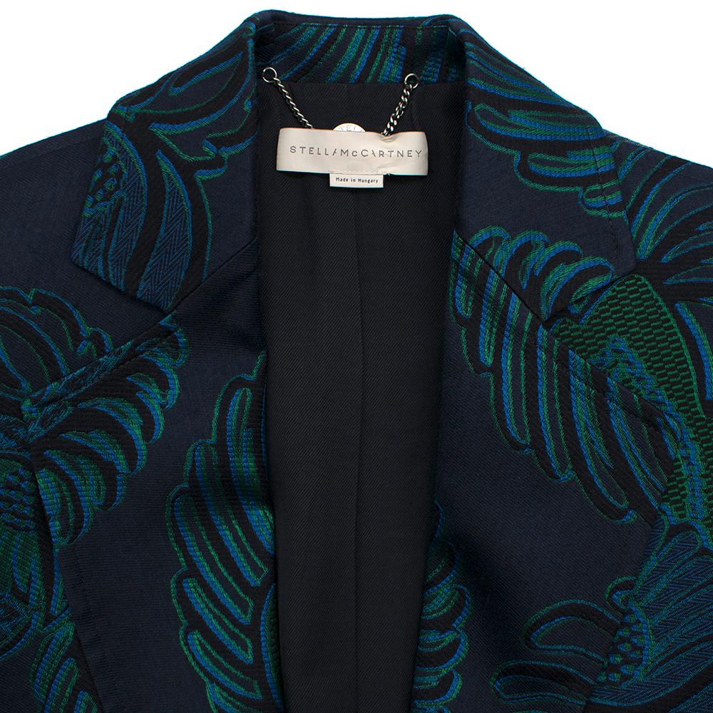 Stella McCartney Navy & Green Embroidered Wool Coat 44 IT In Excellent Condition In London, GB