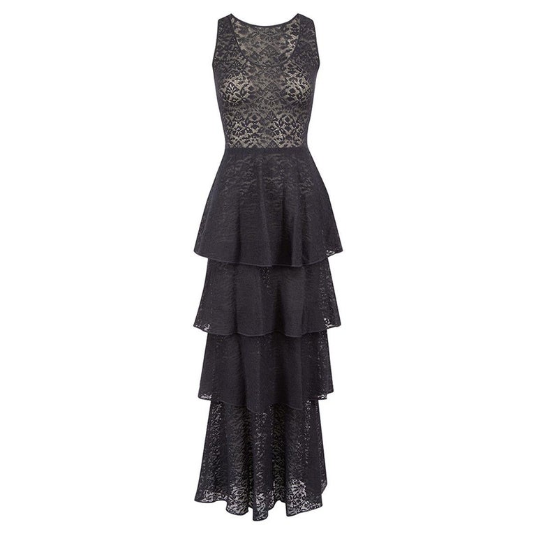 Stella McCartney Navy Sheer Lace Tiered Dress Size XS at 1stDibs