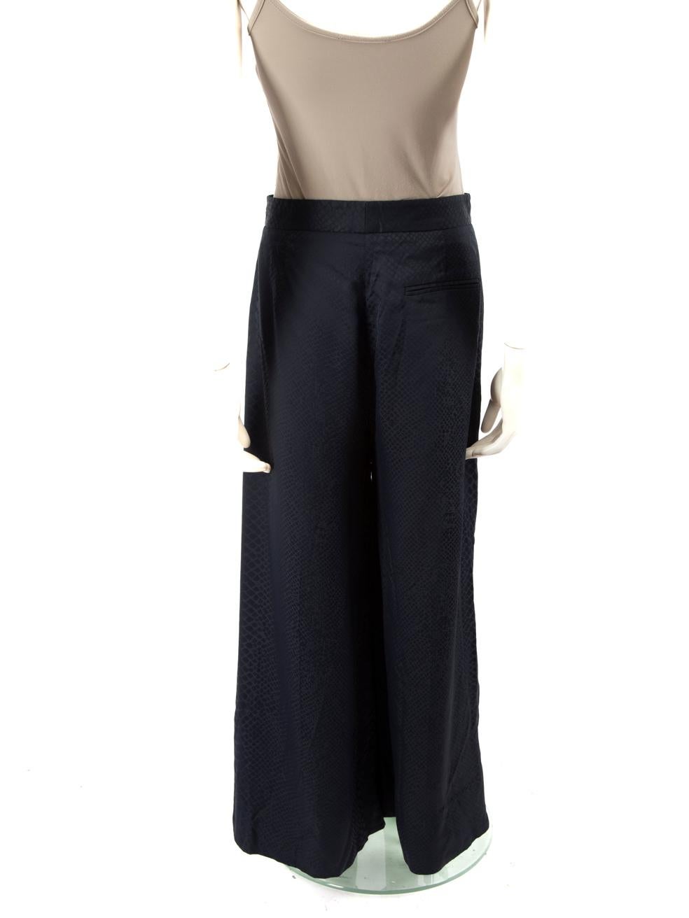 Black Stella McCartney Navy Snakeskin Wide Leg Trousers Size M