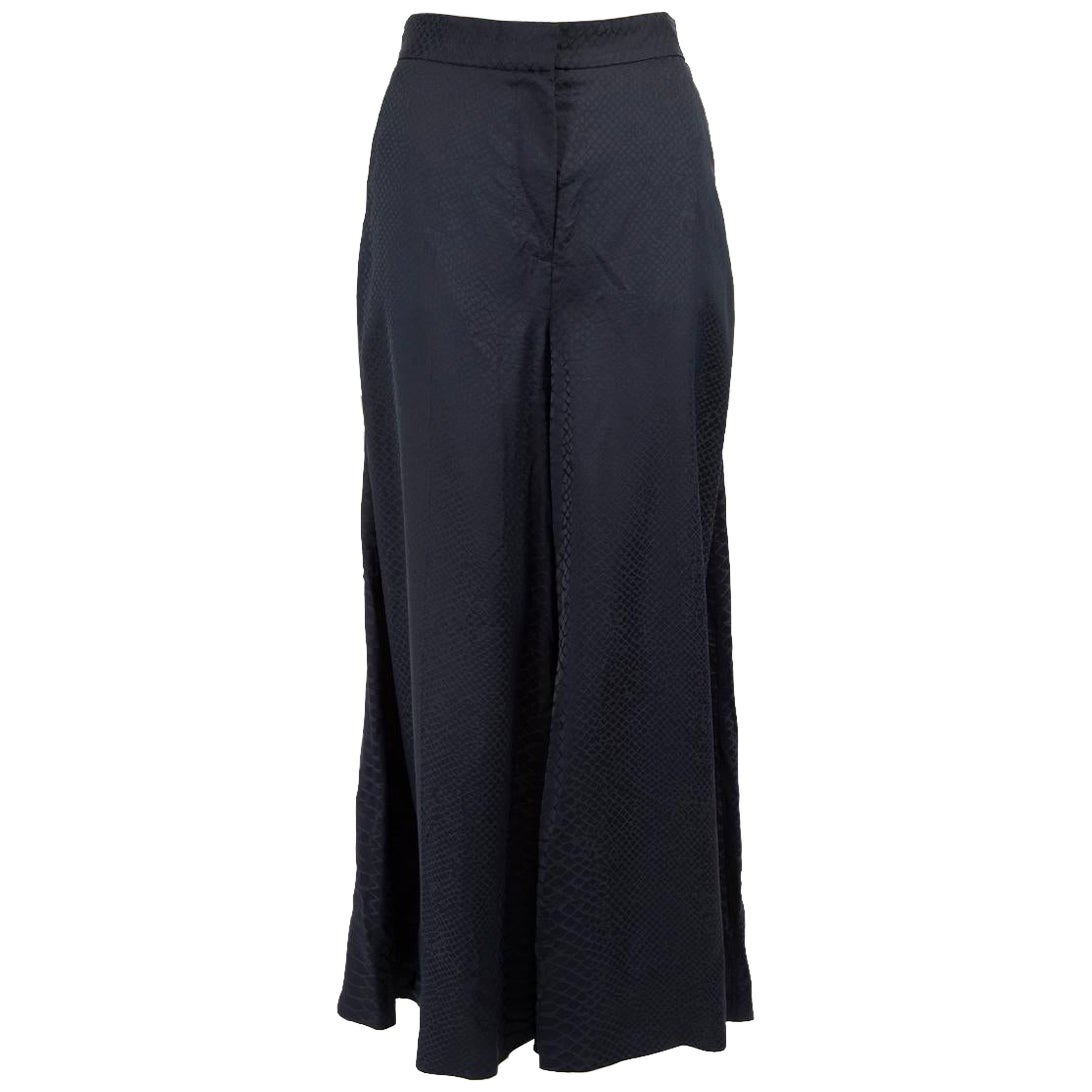Stella McCartney Navy Snakeskin Wide Leg Trousers Size M